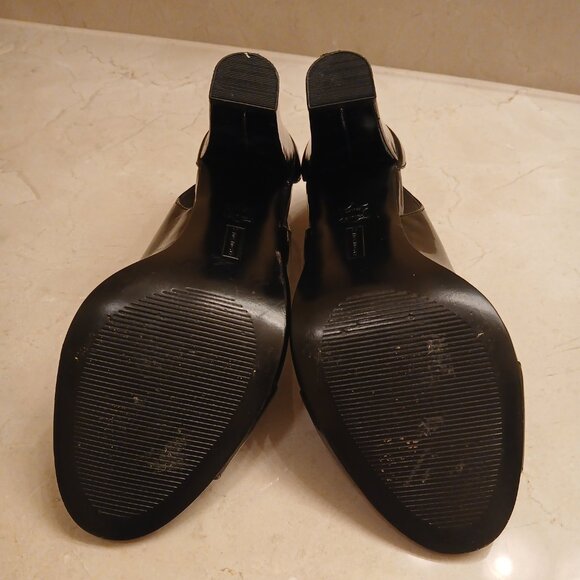 Steven by Steve Madden Black Patent Leather Peep Toe Heels Size 9 - Block Heel - Picture 6 of 6